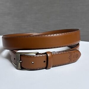 Jos A Bank Belt 44 Brown‎ Italian Leather Made in Italy Brogue Classic Dress